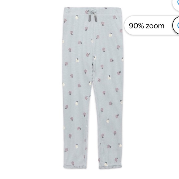 Easy peasy organic girls 5T legging and top Set flowers Print purple blue ivory - Picture 11 of 16